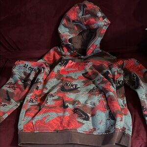 Nike Kids Red and Gray Camo Hoodie